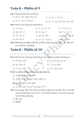 Toán 8  Phiếu bài tập số 9